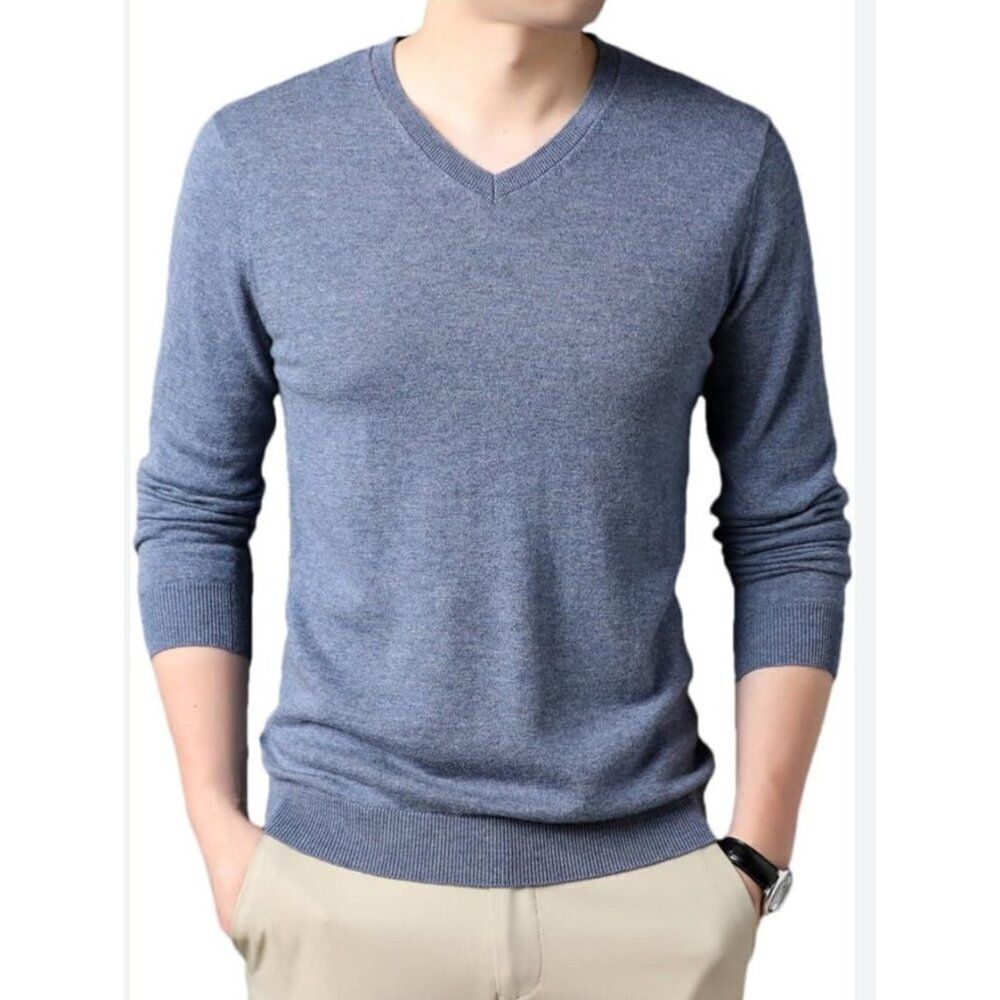 Emi Maglia Men Blue Long Sleeve Wool Cashmere Blend Sweater Size XXL